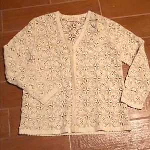 Large handmade cream colored cardigan